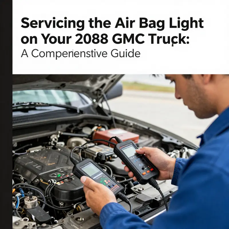 Close-up of an illuminated air bag light on a GMC truck dashboard, indicating a safety concern.