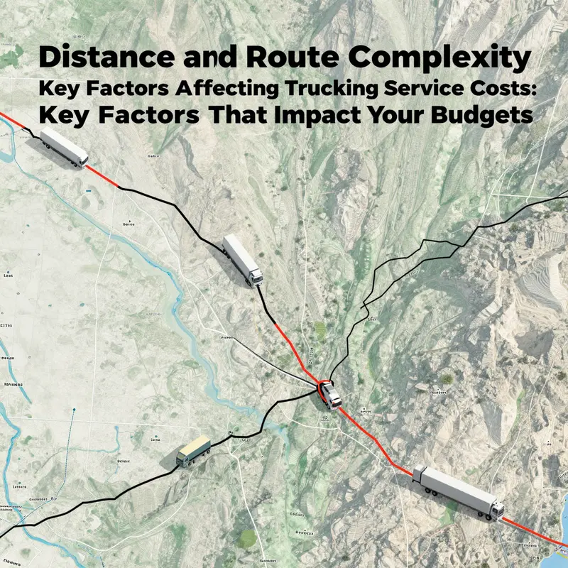 Visual representation of distance and route complexity in trucking logistics.