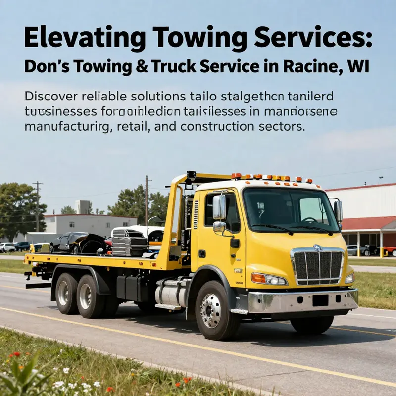 A professional image depicting a tow truck from Don's Towing on a busy road, representing services in the community.