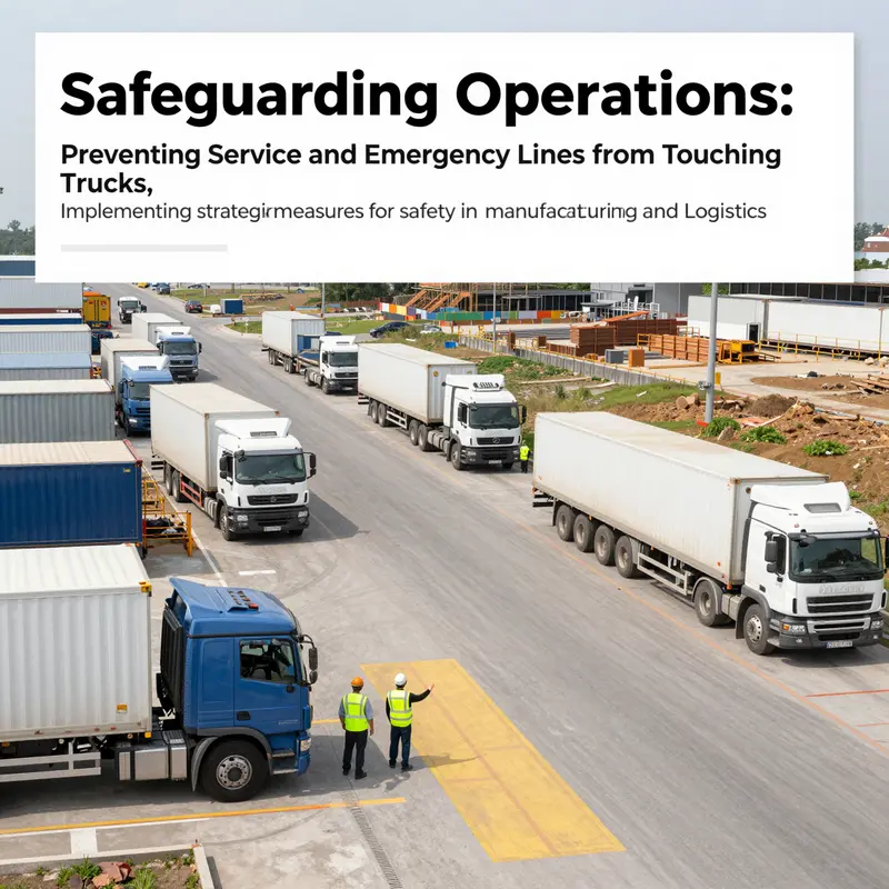 A busy logistics and construction site with visible measures in place to ensure safety, featuring proper lines management.