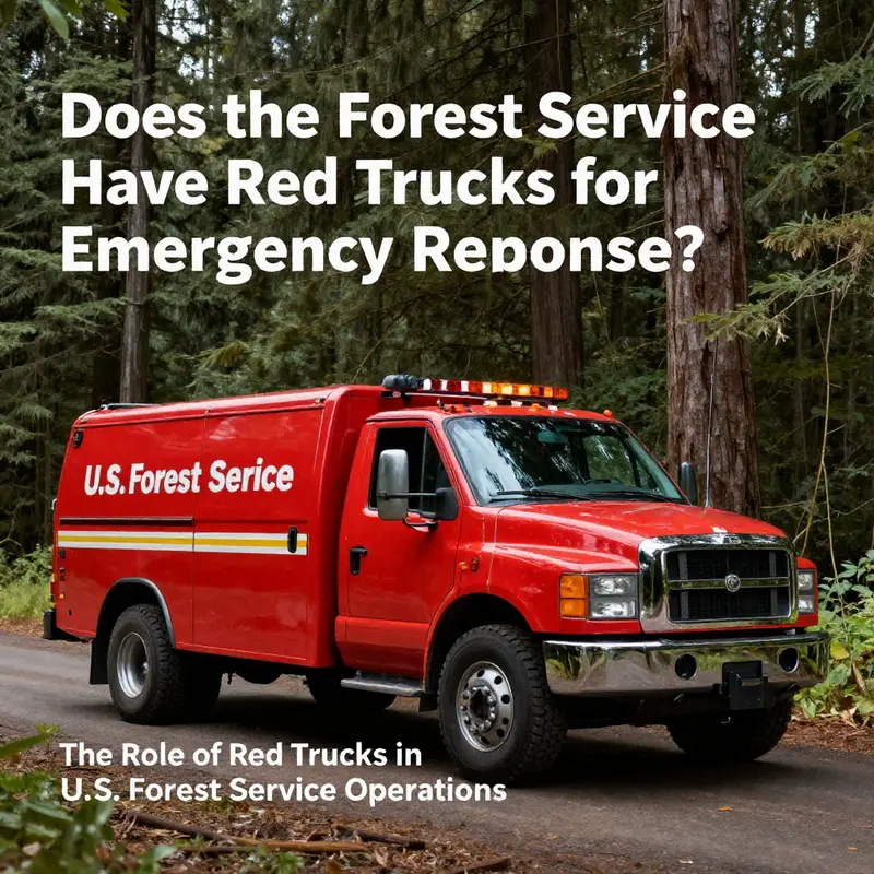 A U.S. Forest Service red truck poised for action in a forested area, highlighting its role in emergency response.