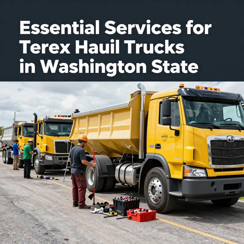Technicians at an authorized dealership servicing Terex haul trucks, ensuring quality maintenance and support.