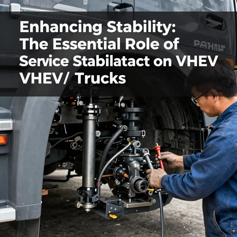 An intricate view of the stabilizer system in a VHEV truck, illustrating key components for stability.