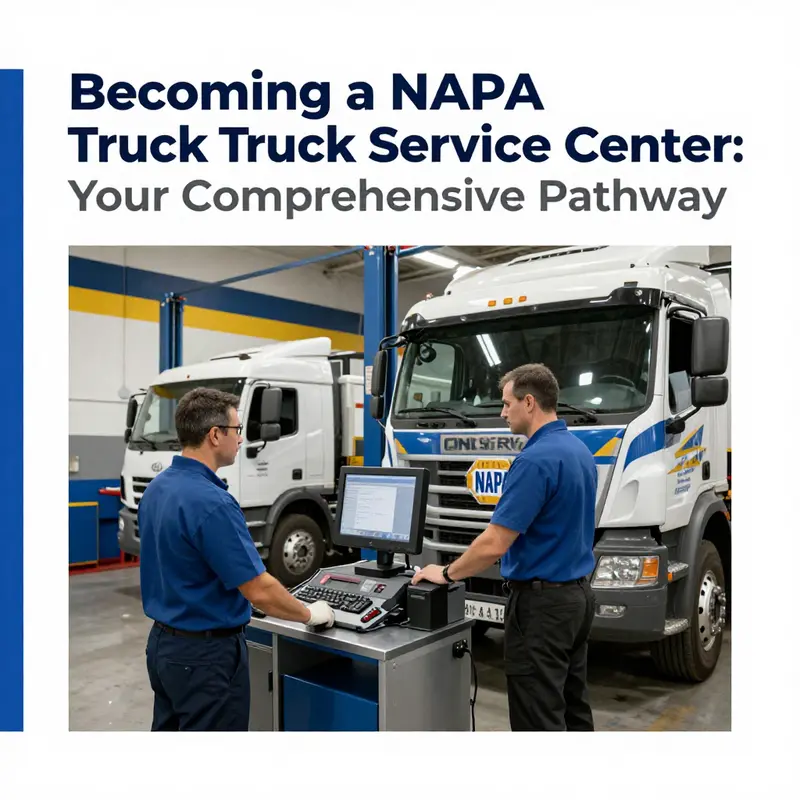 Illustration of the operations at a NAPA Truck Service Center highlighting the integration of parts and repair services.