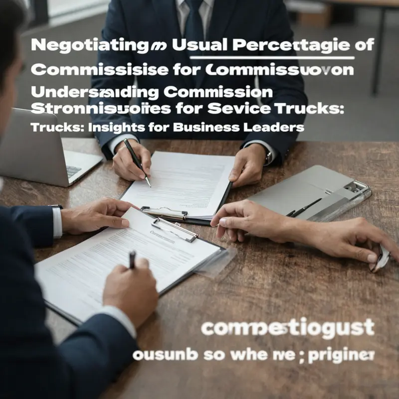 Sales representatives discussing commission structures related to service trucks.