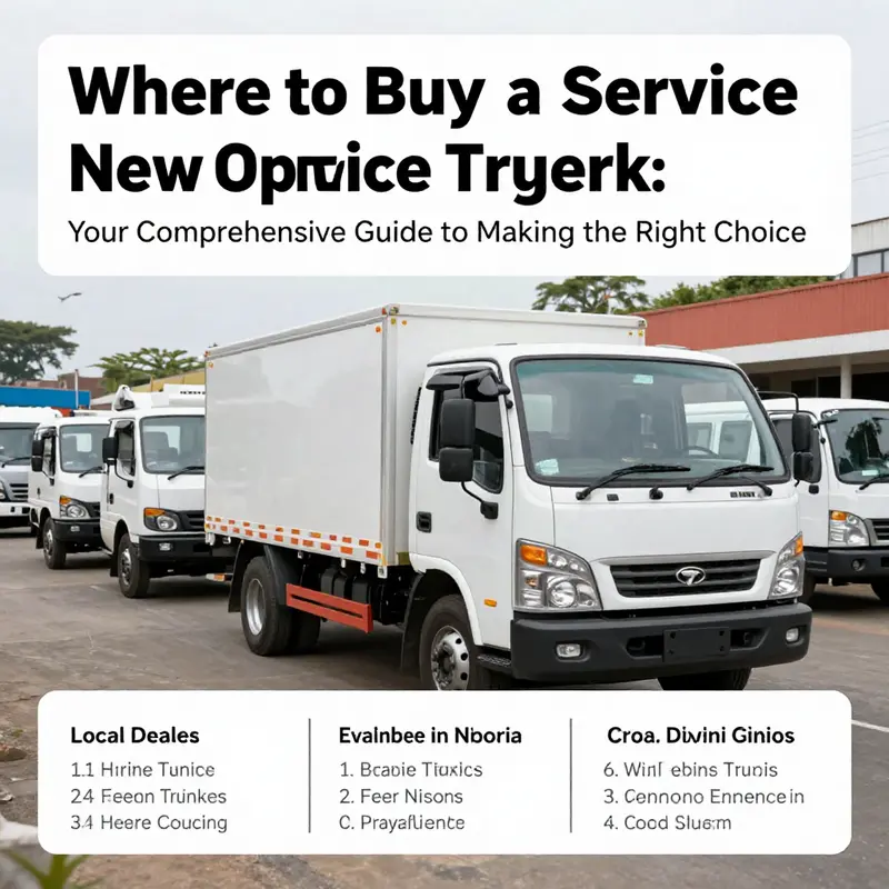 A visual guide showcasing multiple platforms for purchasing service trucks.