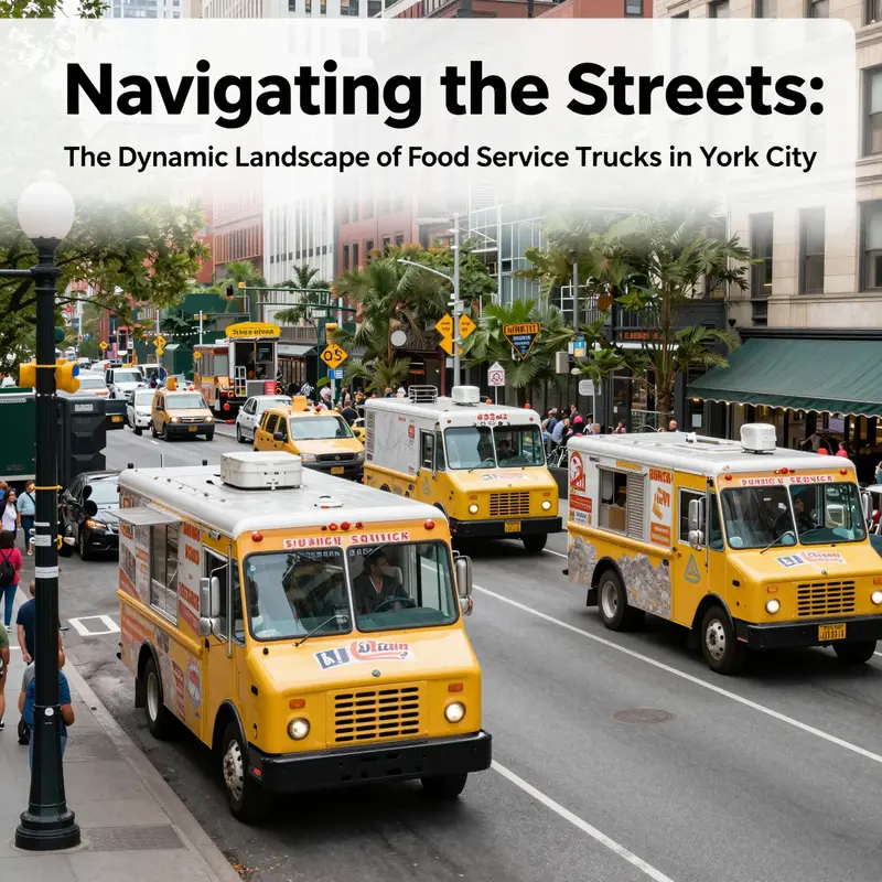 A captivating overview of food service trucks highlighting their prominence in New York City’s street food culture.