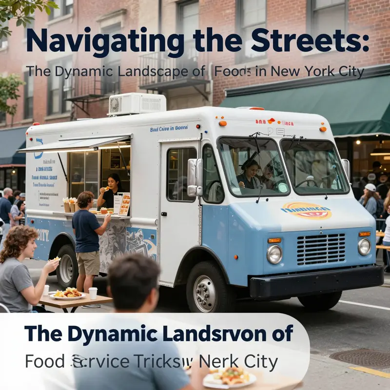 A captivating overview of food service trucks highlighting their prominence in New York City’s street food culture.