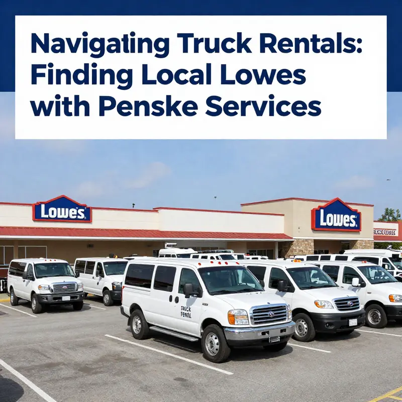 Penske truck rental vehicles at a Lowes location, ready for business logistics.