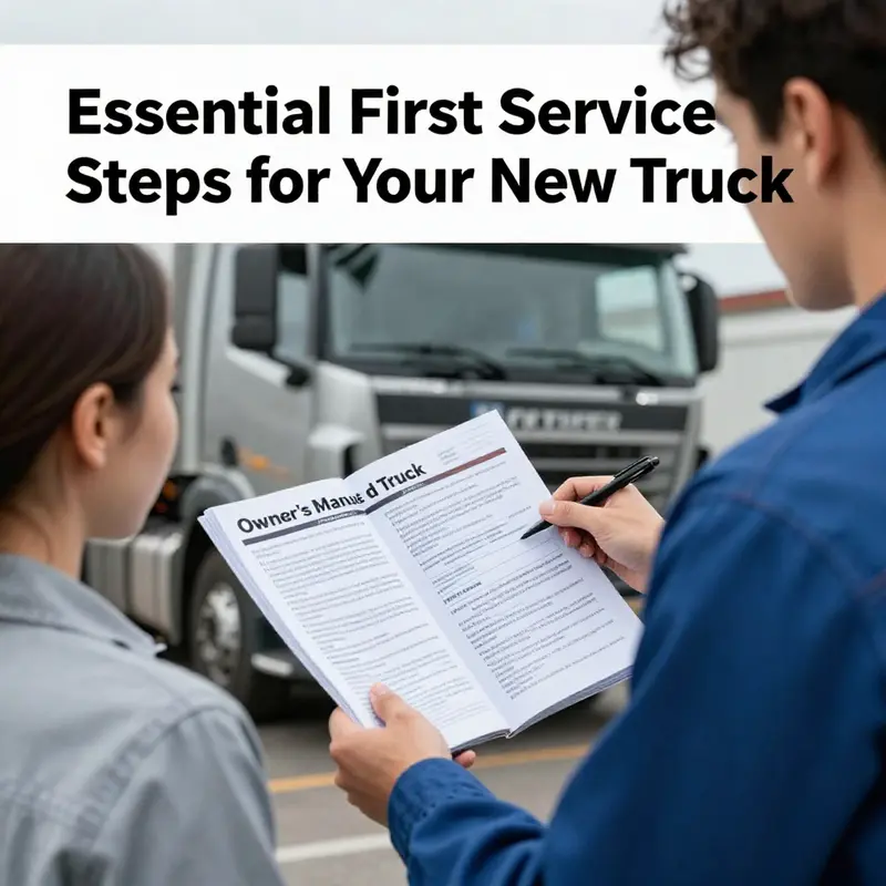 Mechanic changing oil and filter during the first service on a new truck.