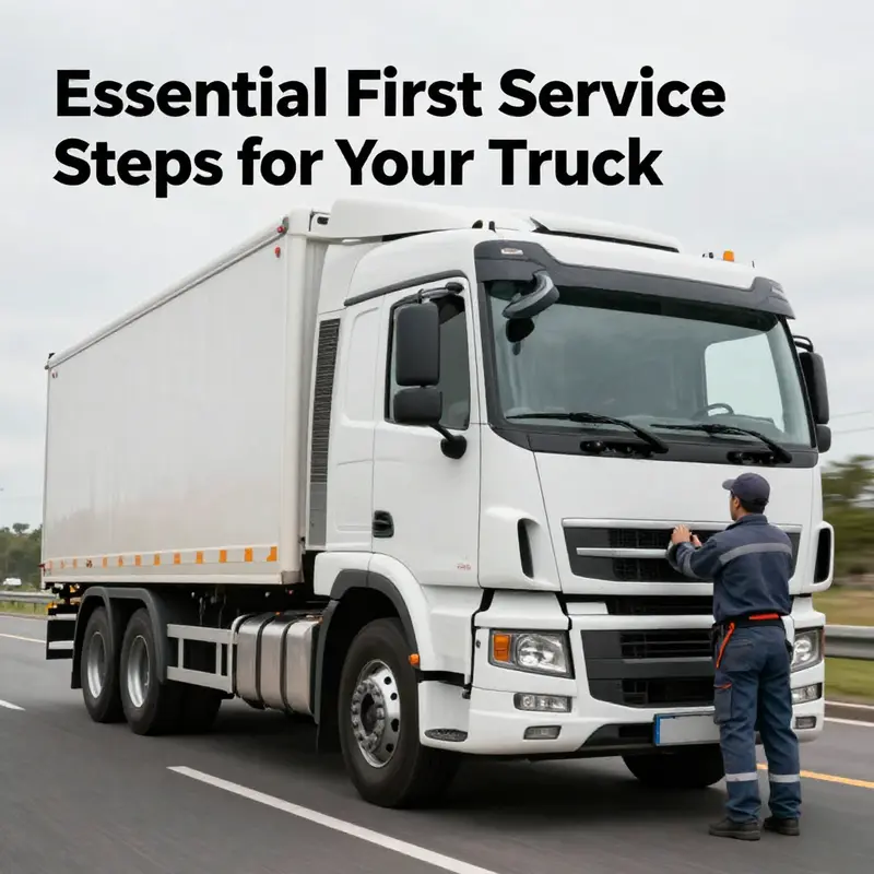 Mechanic changing oil and filter during the first service on a new truck.