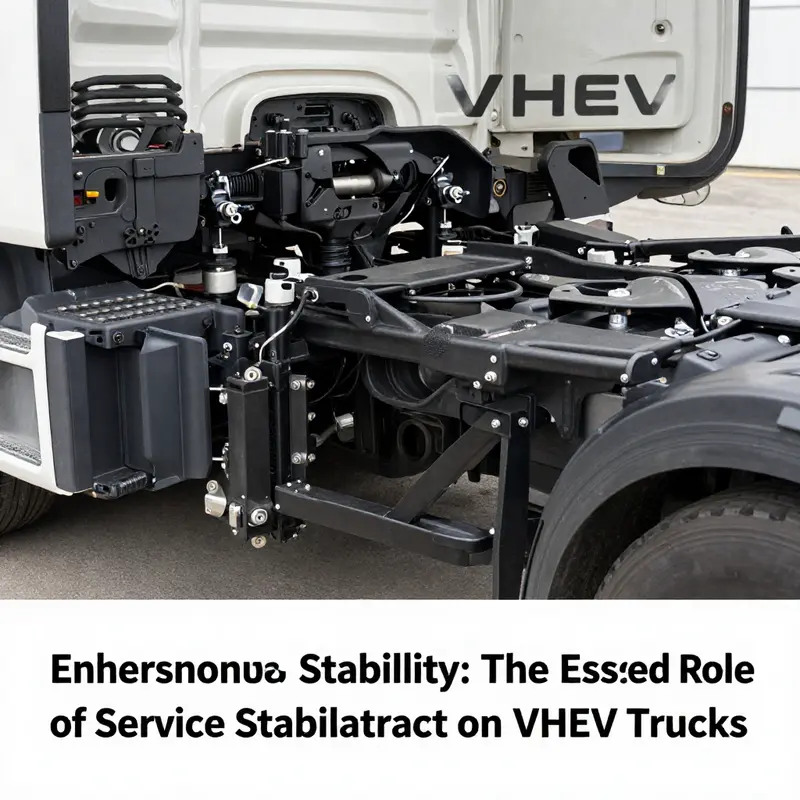 An intricate view of the stabilizer system in a VHEV truck, illustrating key components for stability.