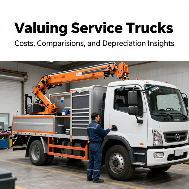 Technician evaluating a service truck for its worth at a workshop.