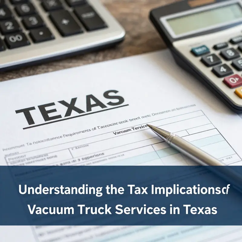 A vacuum truck actively removing waste, illustrating the importance of understanding tax applicability.