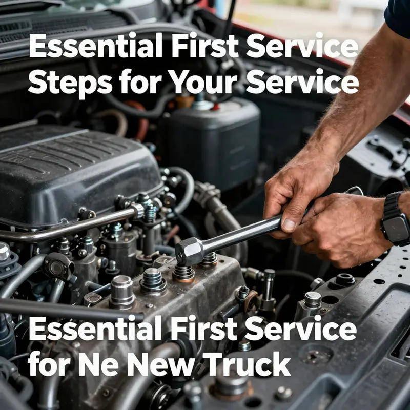 Mechanic changing oil and filter during the first service on a new truck.