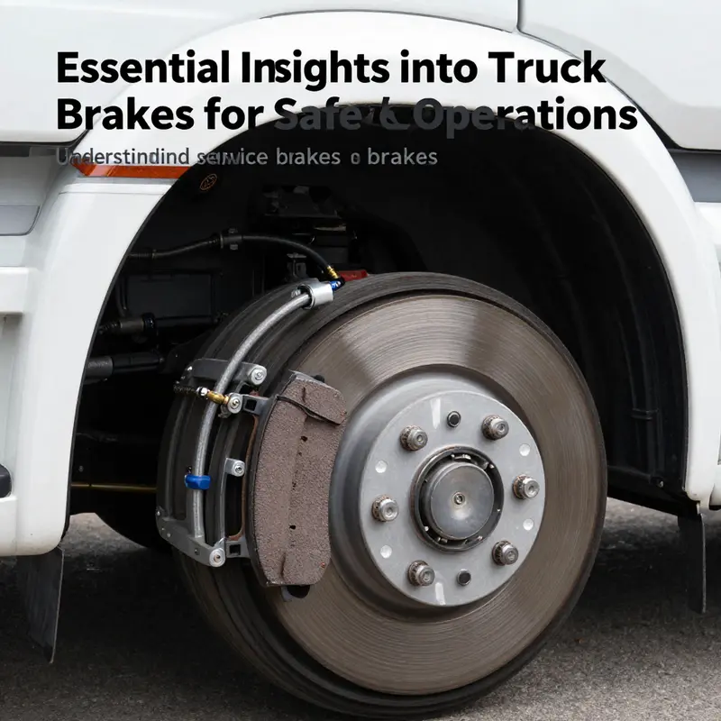 Close-up of a truck braking system highlighting various components such as air lines and brake pads that are essential for truck safety.