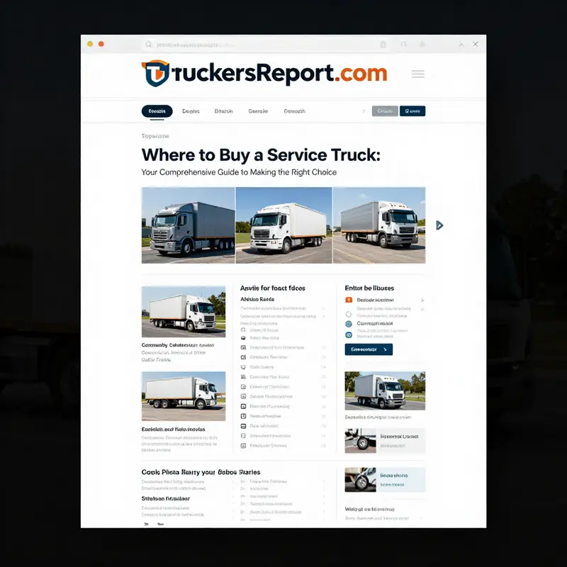 A visual guide showcasing multiple platforms for purchasing service trucks.