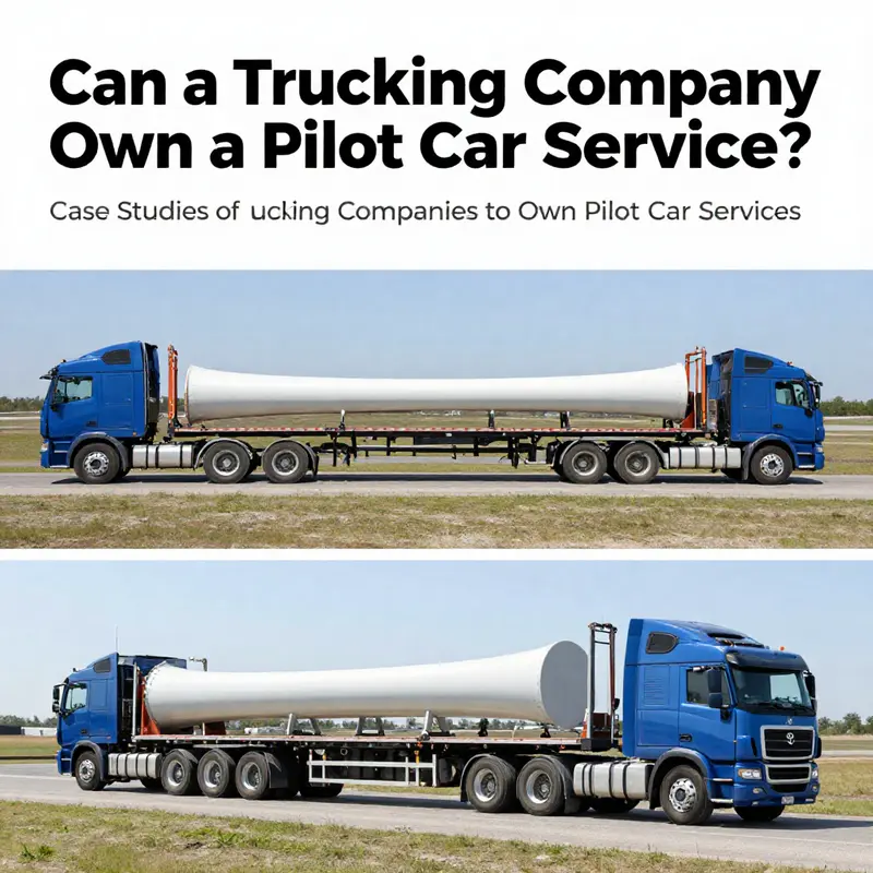 A truck and pilot car navigating urban terrains, emphasizing compliance in oversized transport.