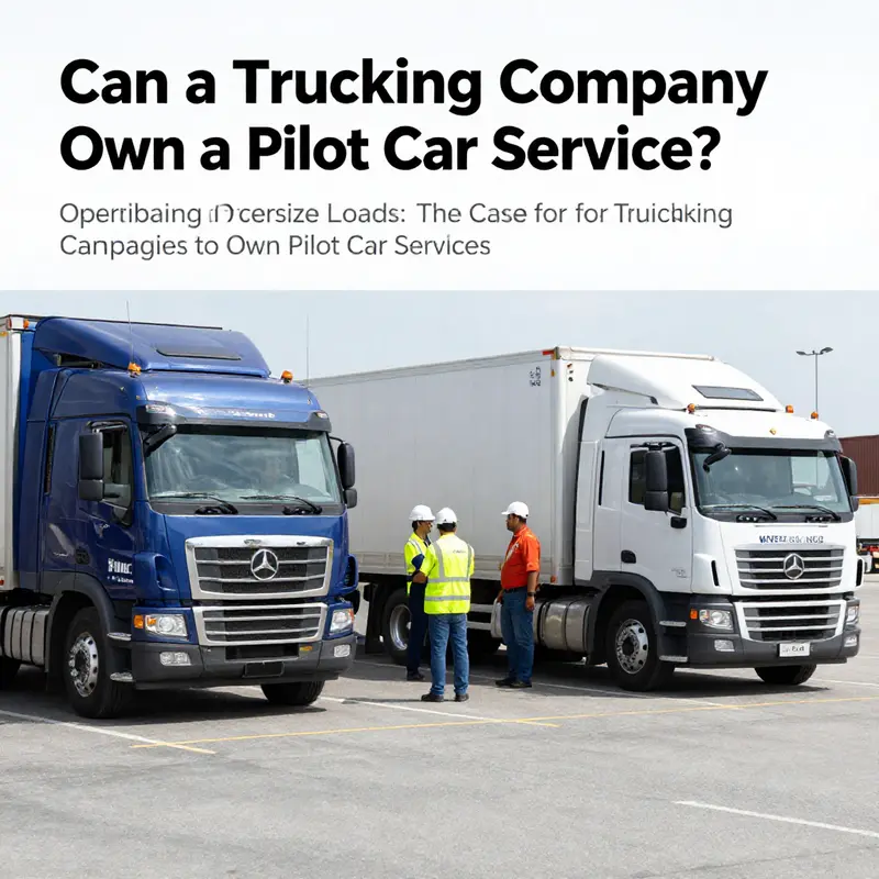A truck and pilot car navigating urban terrains, emphasizing compliance in oversized transport.