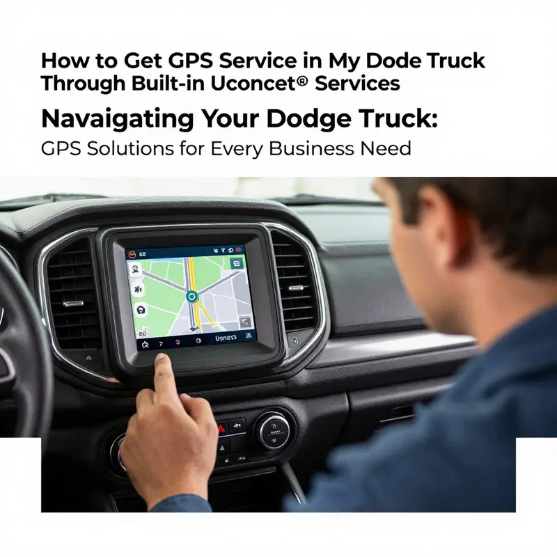Exploring the Uconnect system within a Dodge truck for GPS services.