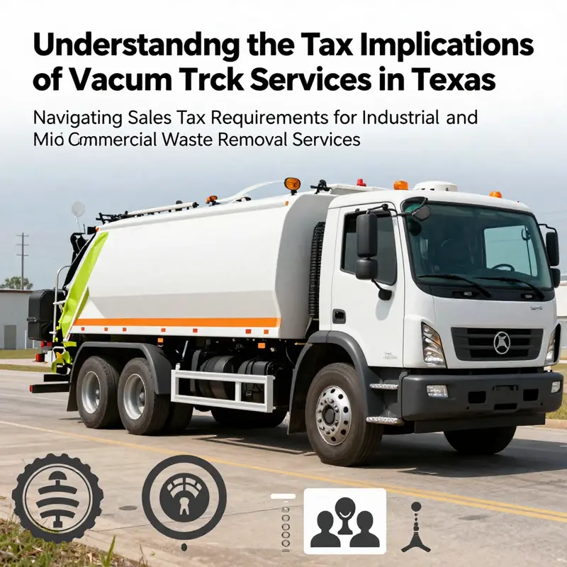 A blend of imagery depicting tax regulations and vacuum truck operations, symbolizing compliance challenges.