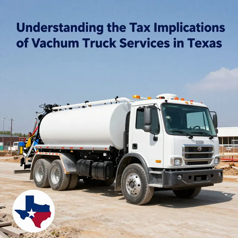 A vacuum truck actively removing waste, illustrating the importance of understanding tax applicability.