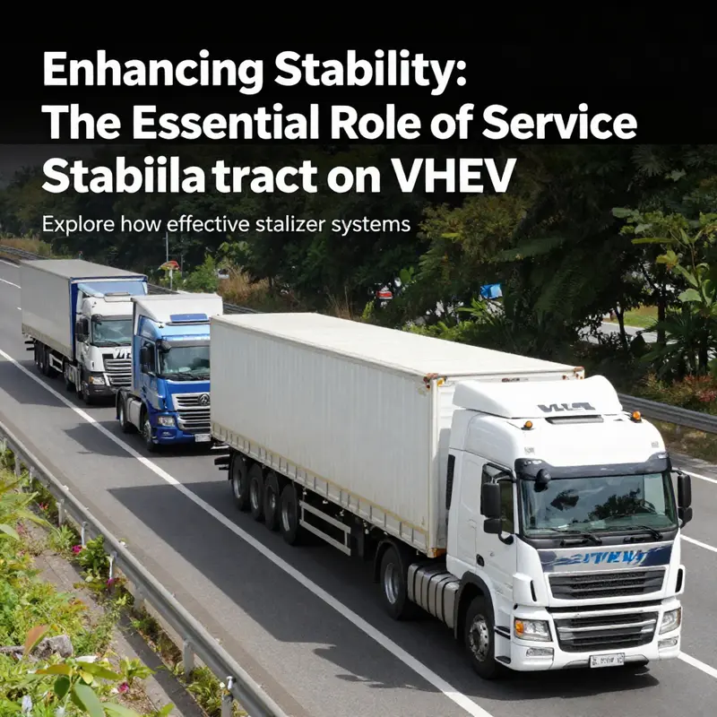 Panoramic image of multiple VHEV trucks driving on a highway, symbolizing stable and efficient transport solutions.