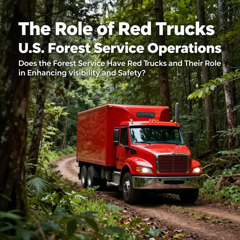 A U.S. Forest Service red truck poised for action in a forested area, highlighting its role in emergency response.