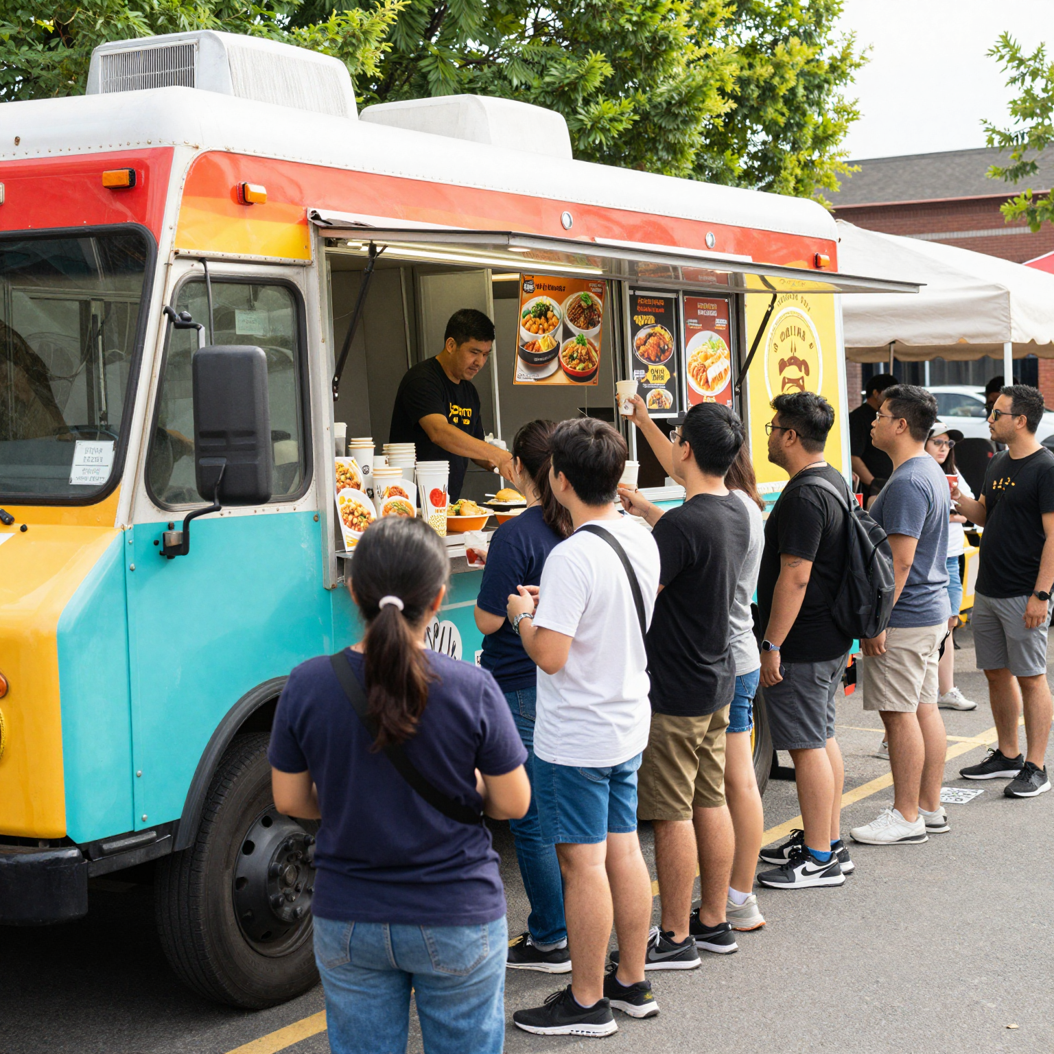 Busy Food Truck Scene