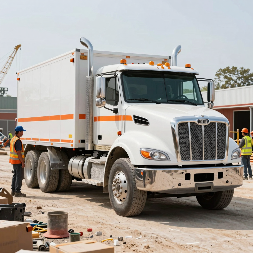 Peterbilt service truck in a construction setting
