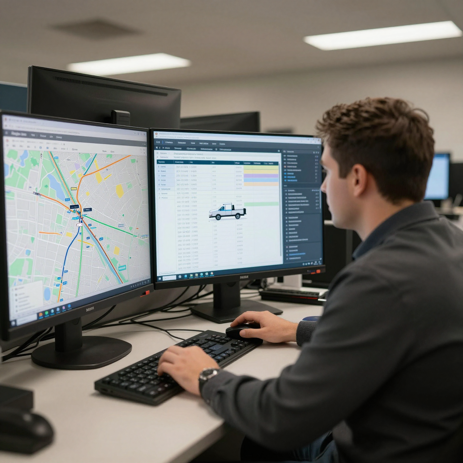 Truck Dispatcher Managing Logistics