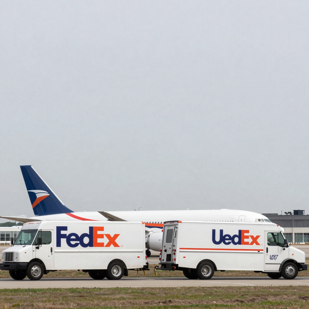 FedEx and USPS Vehicles