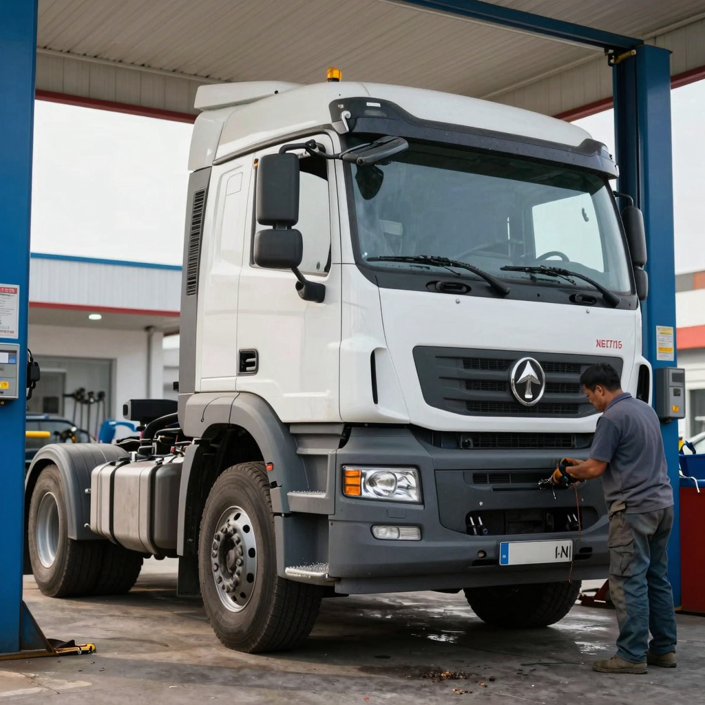 Diesel Truck Being Serviced