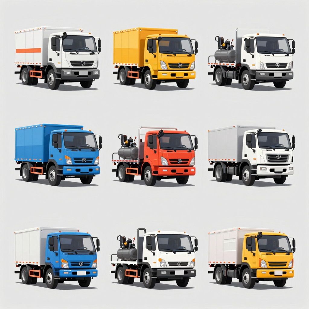 Different sizes of air compressor service trucks