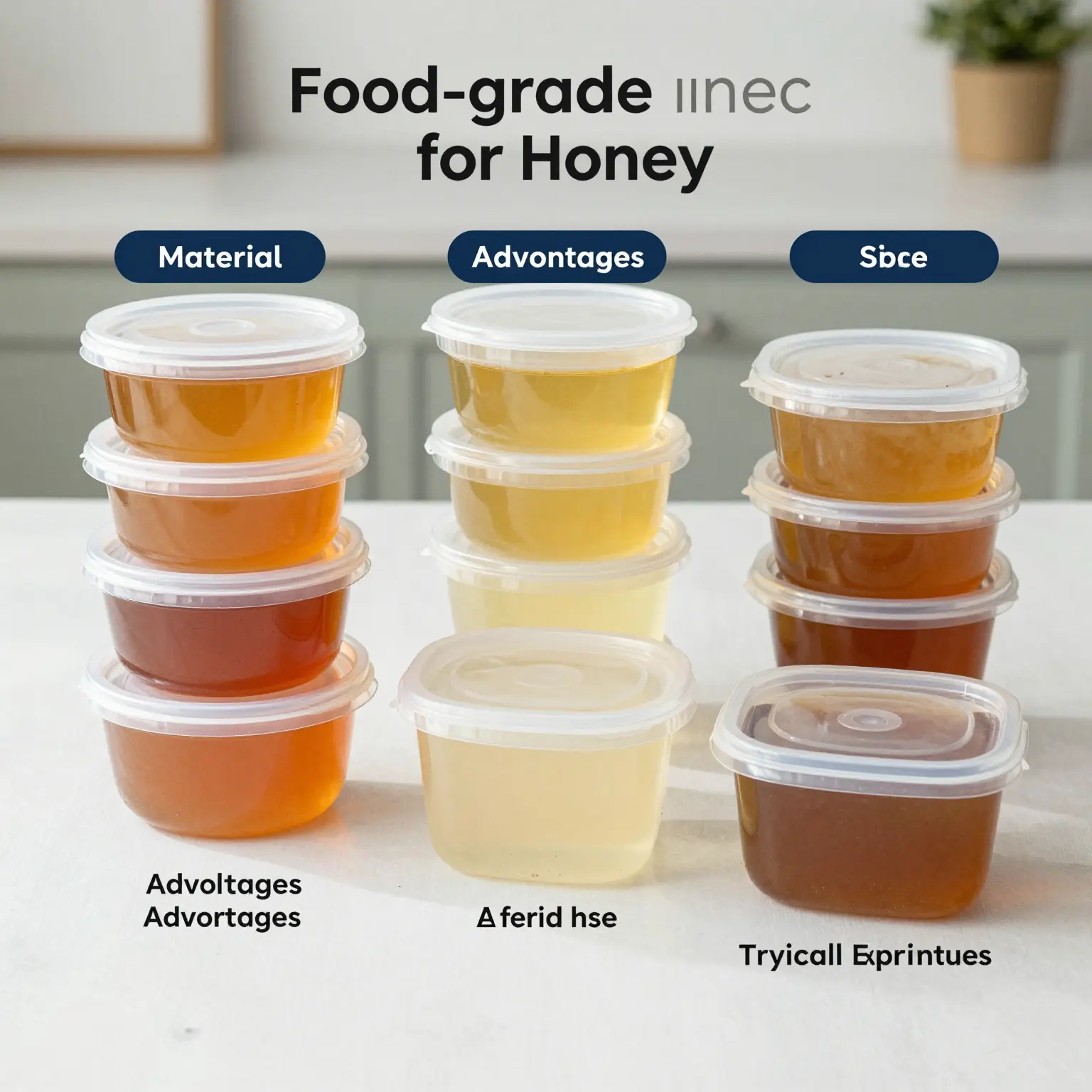 Comparative Table of Food-Grade Plastic Containers for Honey