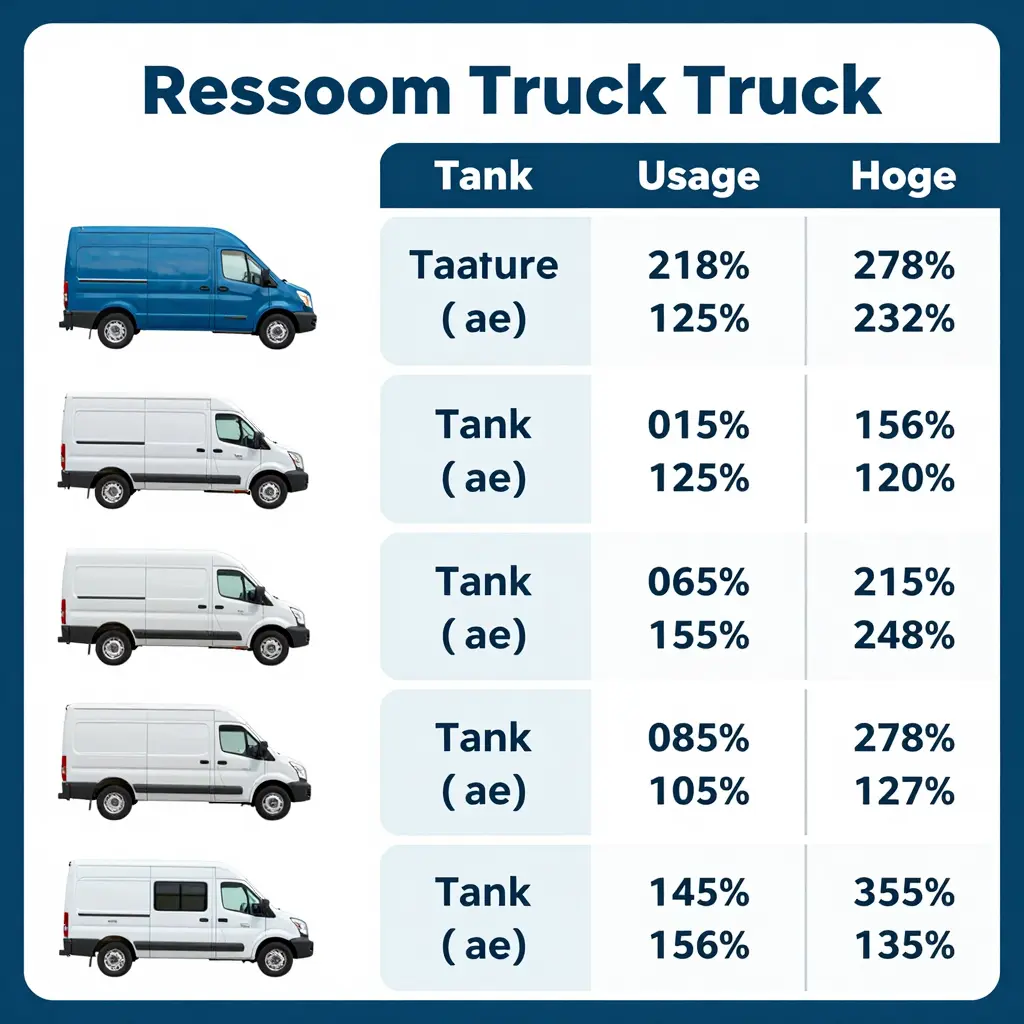 Comparison table of restroom service truck models