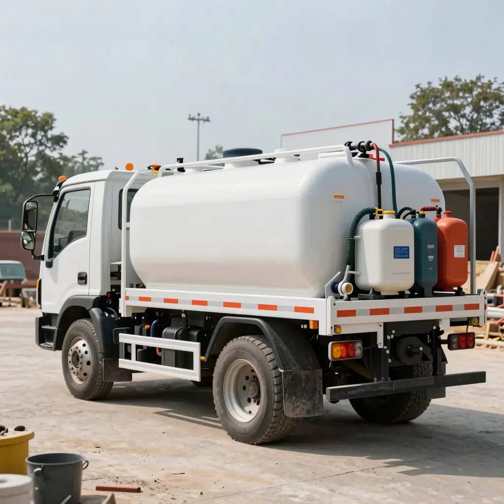 A service truck equipped with an auxiliary fuel tank