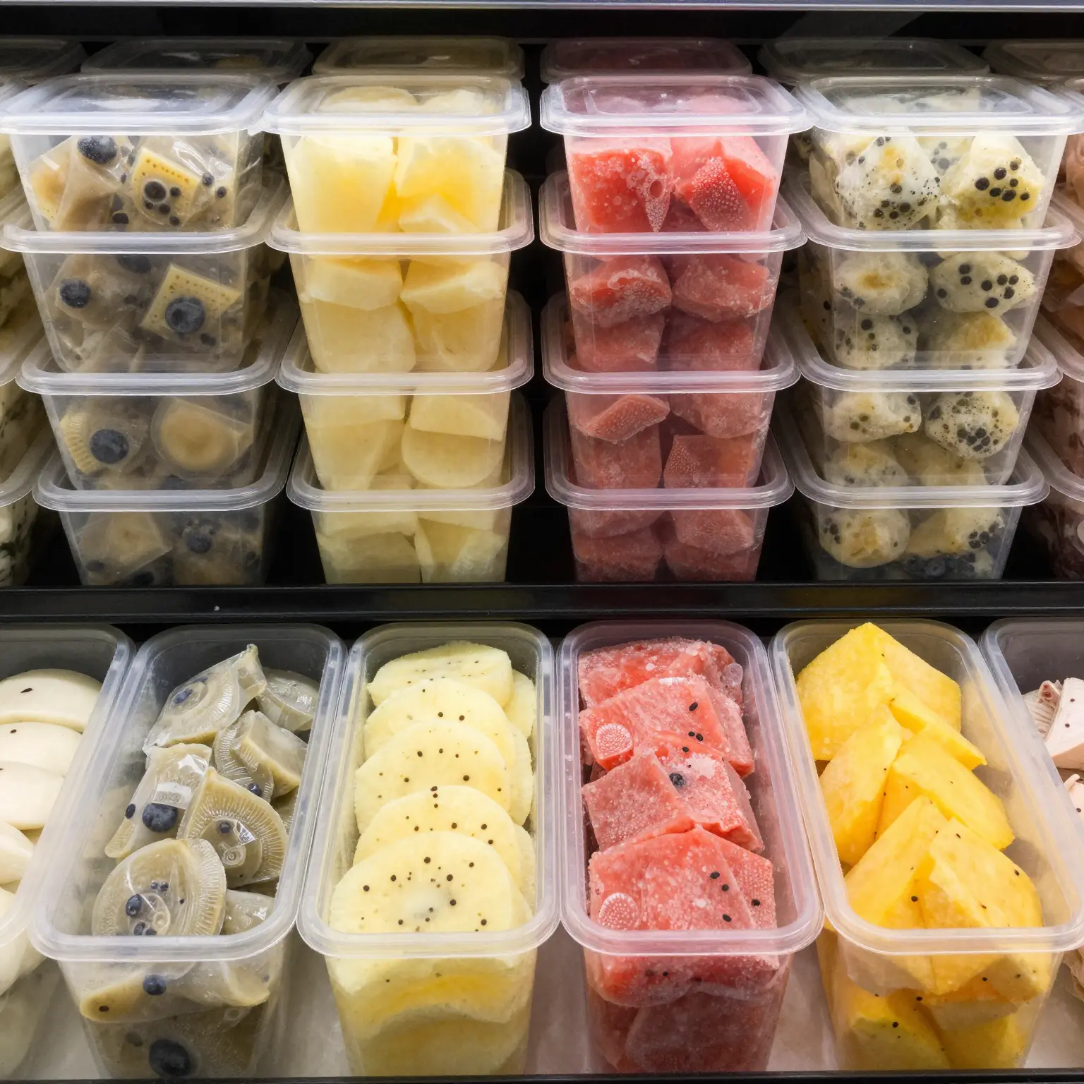 Colorful Frozen Food in Plastic Containers