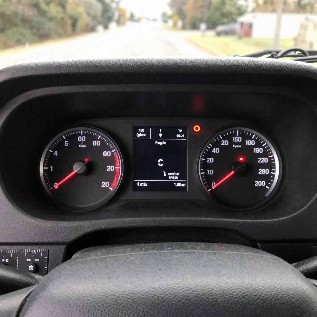 Truck Dashboard with Service Engine Light